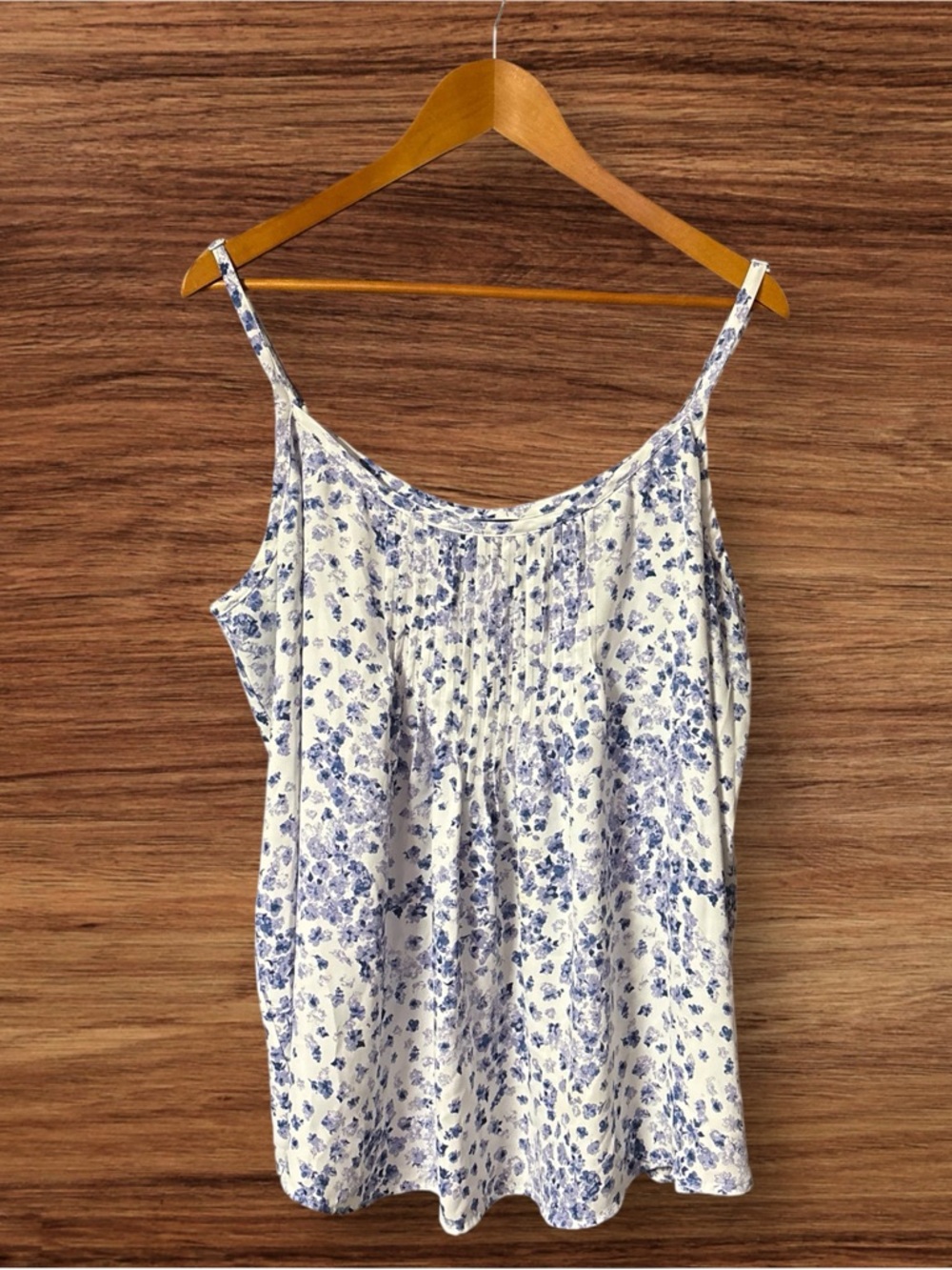 Torrid White & Floral Pintuck Spaghetti Strap Top